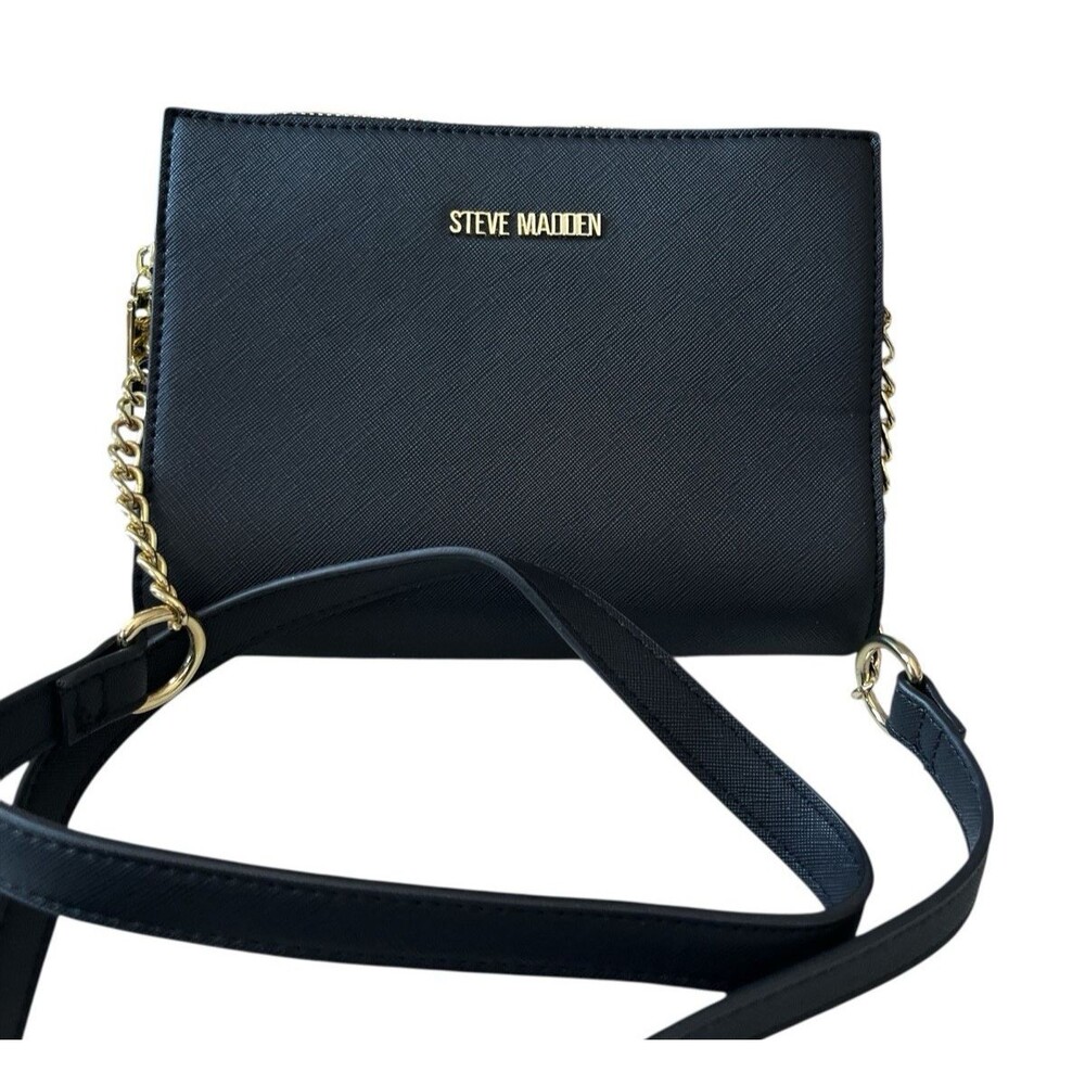 Steve Madden Bag Black Crossbody Purse Shoulder Strap Classic Minimalist